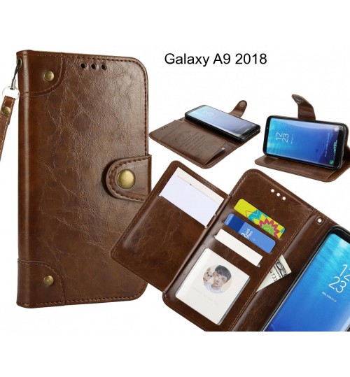 Galaxy A9 2018  Case Executive Multi Card Wallet Leather Case - Brown