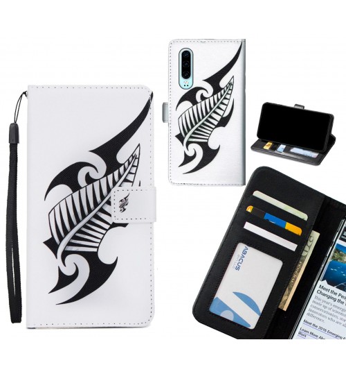 Huawei P30 case 3 card leather wallet case printed ID