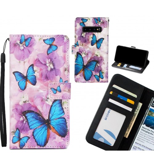 Galaxy S10 PLUS case 3 card leather wallet case printed ID