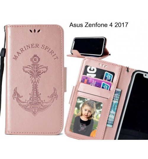 Asus Zenfone 4 2017 Case Wallet Leather Case Embossed Anchor Pattern