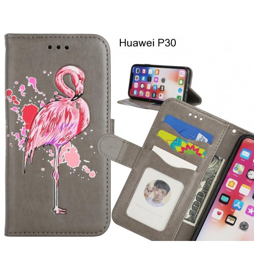 Huawei P30 case Embossed Flamingo Wallet Leather Case