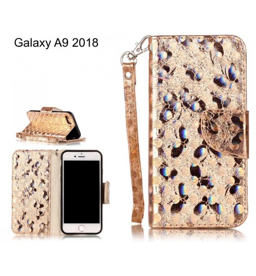 Galaxy A9 2018 Case Wallet Leather Flip Case laser butterfly