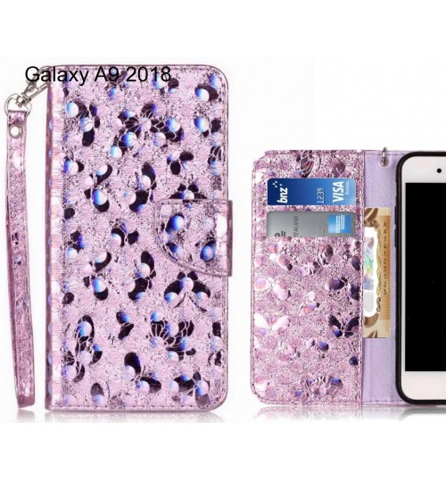 Galaxy A9 2018 Case Wallet Leather Flip Case laser butterfly