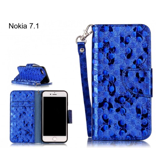 Nokia 7.1 Case Wallet Leather Flip Case laser butterfly