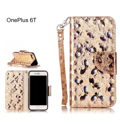 OnePlus 6T Case Wallet Leather Flip Case laser butterfly
