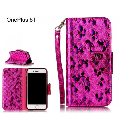 OnePlus 6T Case Wallet Leather Flip Case laser butterfly