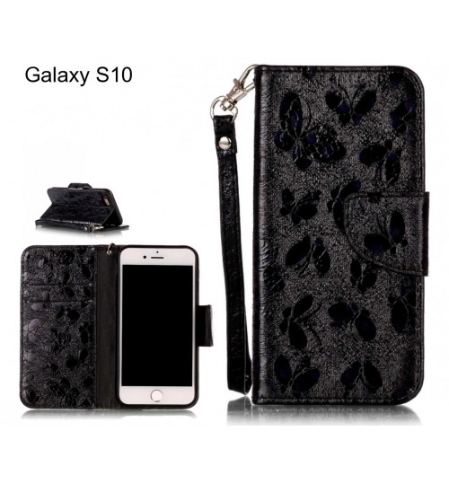Galaxy S10 Case Wallet Leather Flip Case laser butterfly