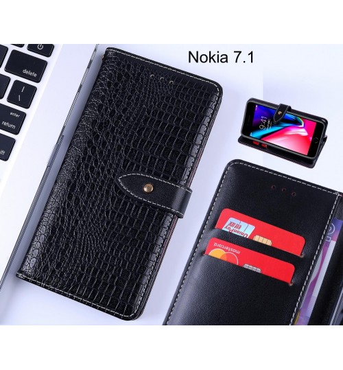 Nokia 7.1 case croco pattern leather wallet case