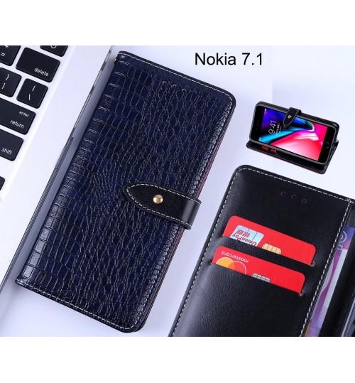 Nokia 7.1 case croco pattern leather wallet case