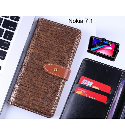 Nokia 7.1 case croco pattern leather wallet case