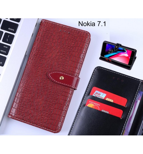 Nokia 7.1 case croco pattern leather wallet case