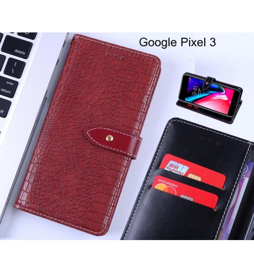 Google Pixel 3 case croco pattern leather wallet case