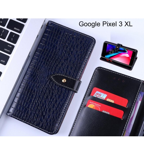 Google Pixel 3 XL case croco pattern leather wallet case