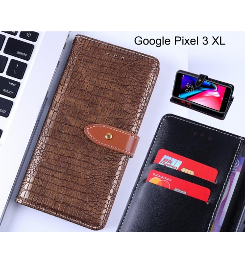 Google Pixel 3 XL case croco pattern leather wallet case