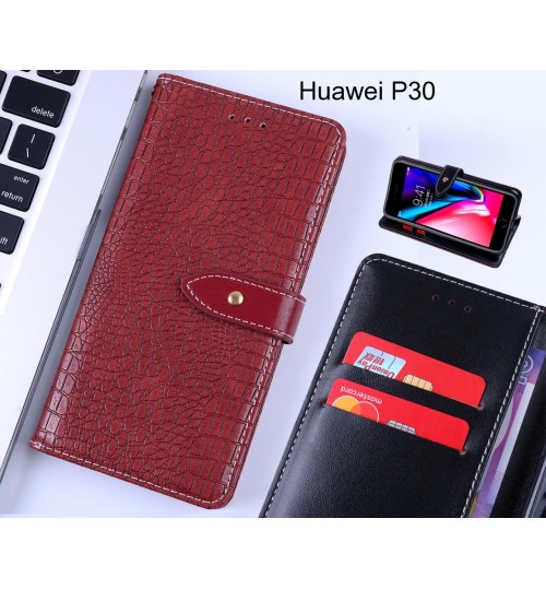 Huawei P30 case croco pattern leather wallet case