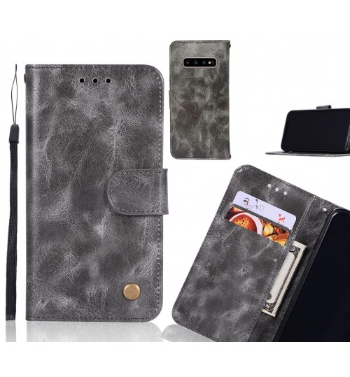 Galaxy S10 Case Vintage Fine Leather Wallet Case