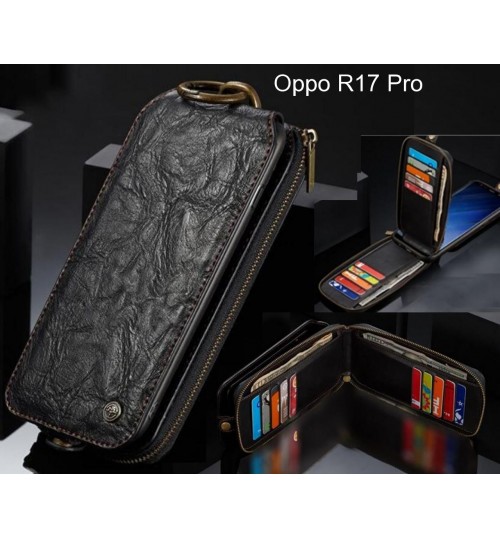 Oppo R17 Pro case premium leather multi cards 2 cash pocket zip pouch