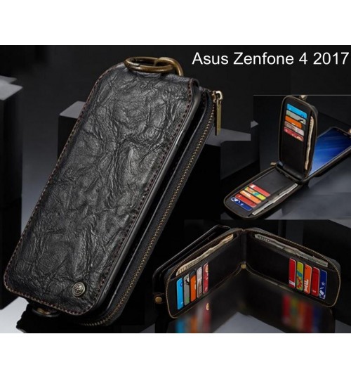 Asus Zenfone 4 2017 case premium leather multi cards 2 cash pocket zip pouch