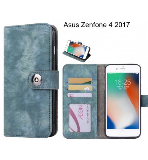 Asus Zenfone 4 2017  Case Retro Leather Wallet Case - Blue