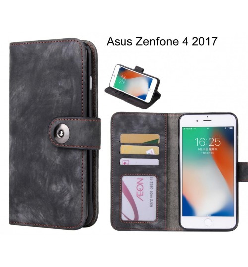 Asus Zenfone 4 2017  Case Retro Leather Wallet Case - Black