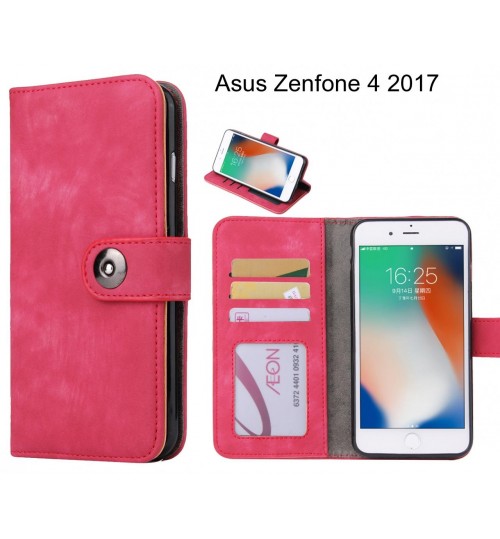Asus Zenfone 4 2017  Case Retro Leather Wallet Case - Hot Pink