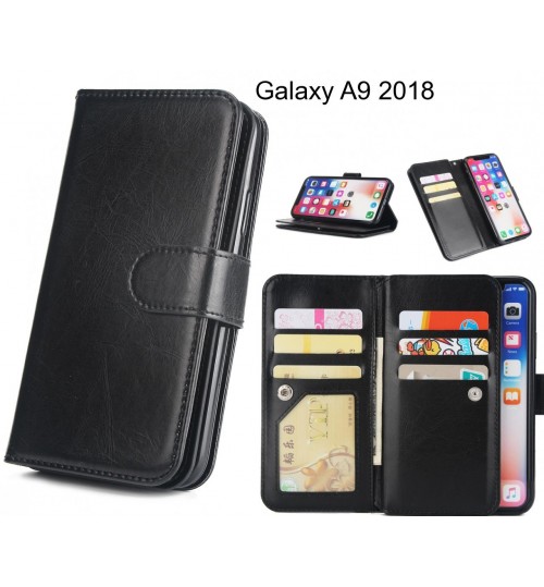 Galaxy A9 2018  Case Triple Wallet Leather Case 9 Card Slots - Black