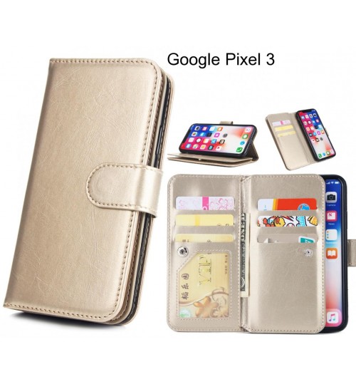 Google Pixel 3  Case triple wallet leather case 9 card slots
