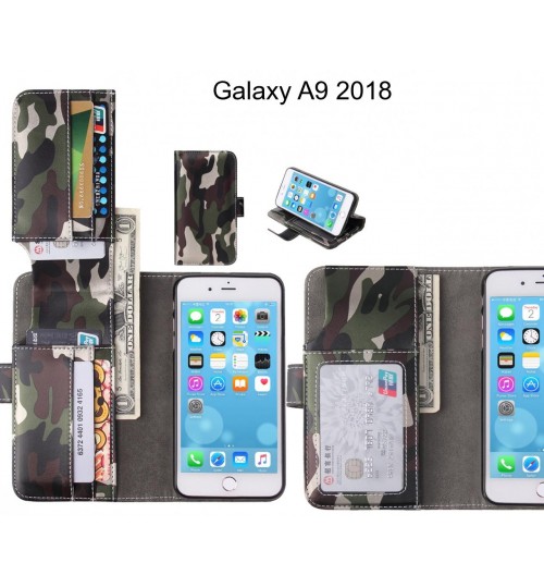 Galaxy A9 2018  Case Wallet Leather Flip Case 7 Card Slots - Green