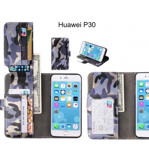 Huawei P30  Case Wallet Leather Flip Case 7 Card Slots - Grey