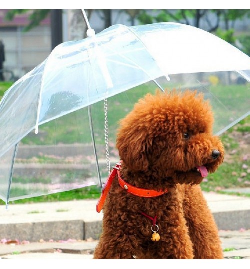 DOG WALKING WATERPROOF COVER BUILT-IN LEASH RAIN SLEET SNOW PET UMBRELLA