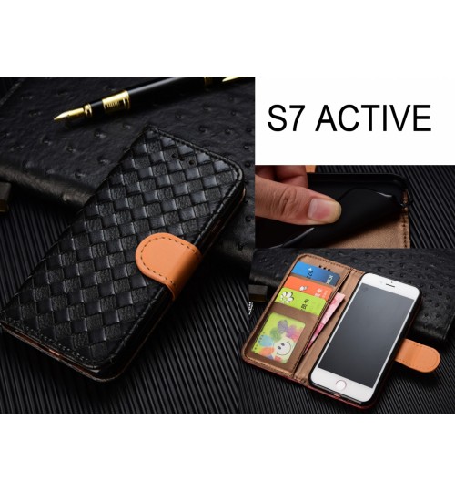 Galaxy S7 Active  Case Wallet Leather Case Cover - Black