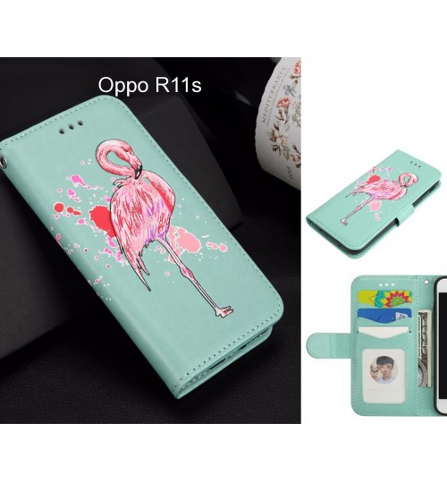 Oppo R11s Case Wallet Leather Case Flamingo Pattern