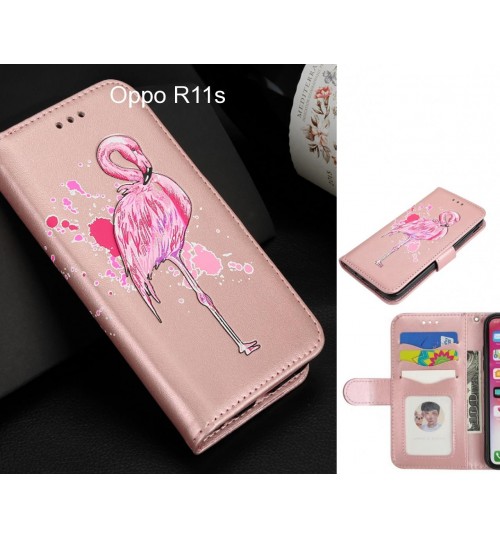 Oppo R11s Case Wallet Leather Case Flamingo Pattern