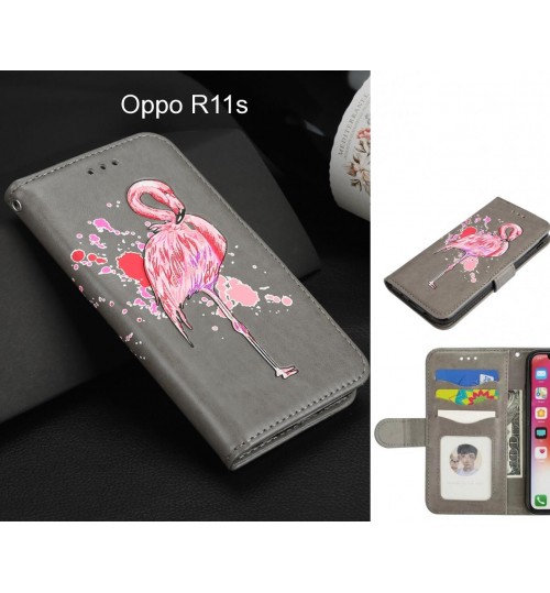 Oppo R11s Case Wallet Leather Case Flamingo Pattern