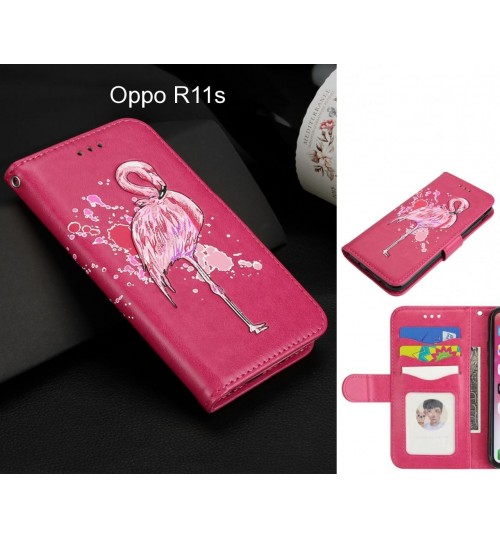 Oppo R11s Case Wallet Leather Case Flamingo Pattern