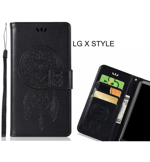 LG X STYLE Case Embossed leather wallet case owl