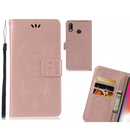 Huawei P20 lite Case Embossed leather wallet case owl