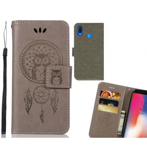 Huawei Nova 3I Case Embossed leather wallet case owl