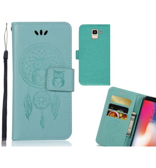 Galaxy J6 Case Embossed leather wallet case owl