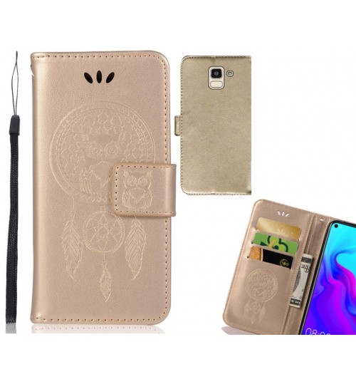 Galaxy J6 Case Embossed leather wallet case owl