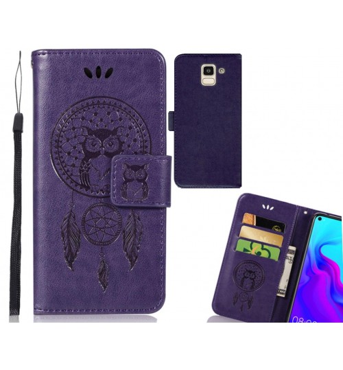 Galaxy J6 Case Embossed leather wallet case owl