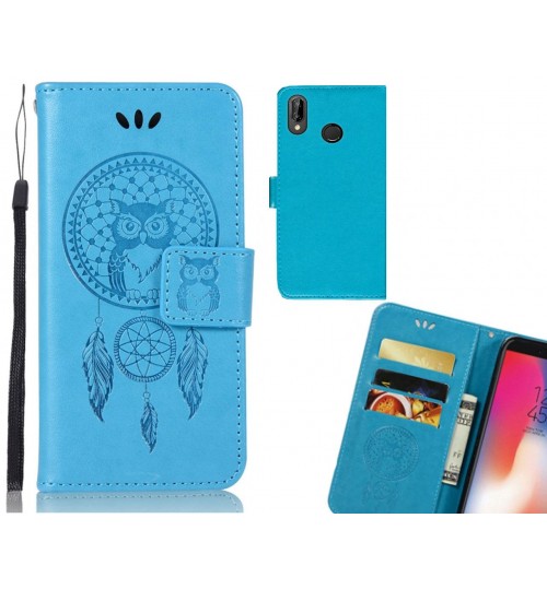 Huawei nova 3e Case Embossed leather wallet case owl