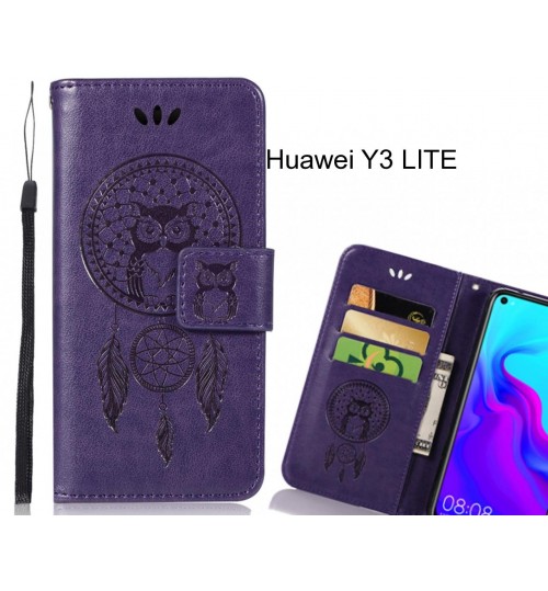 Huawei Y3 LITE Case Embossed leather wallet case owl