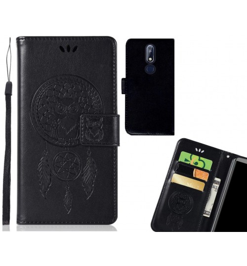 Nokia 7.1 Case Embossed leather wallet case owl