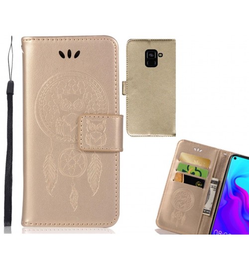 Galaxy A8 (2018) Case Embossed leather wallet case owl