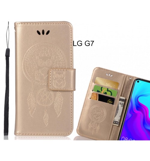 LG G7 Case Embossed leather wallet case owl