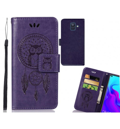 Galaxy A6 2018 Case Embossed leather wallet case owl