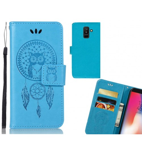 Galaxy A6 PLUS 2018 Case Embossed leather wallet case owl