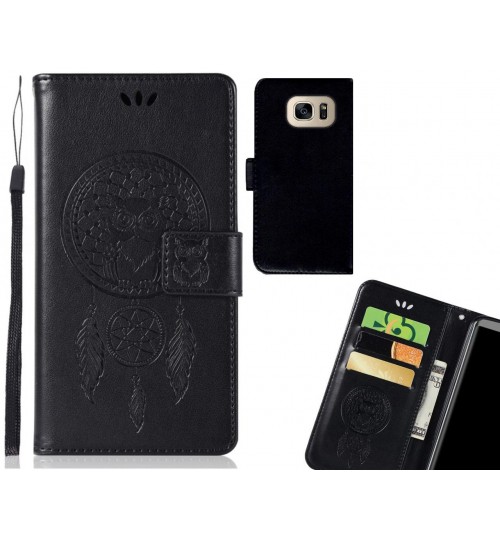 Galaxy S7 Case Embossed leather wallet case owl