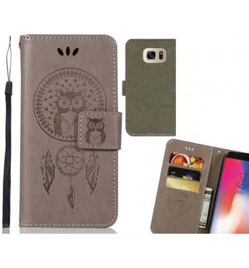 Galaxy S7 Case Embossed leather wallet case owl